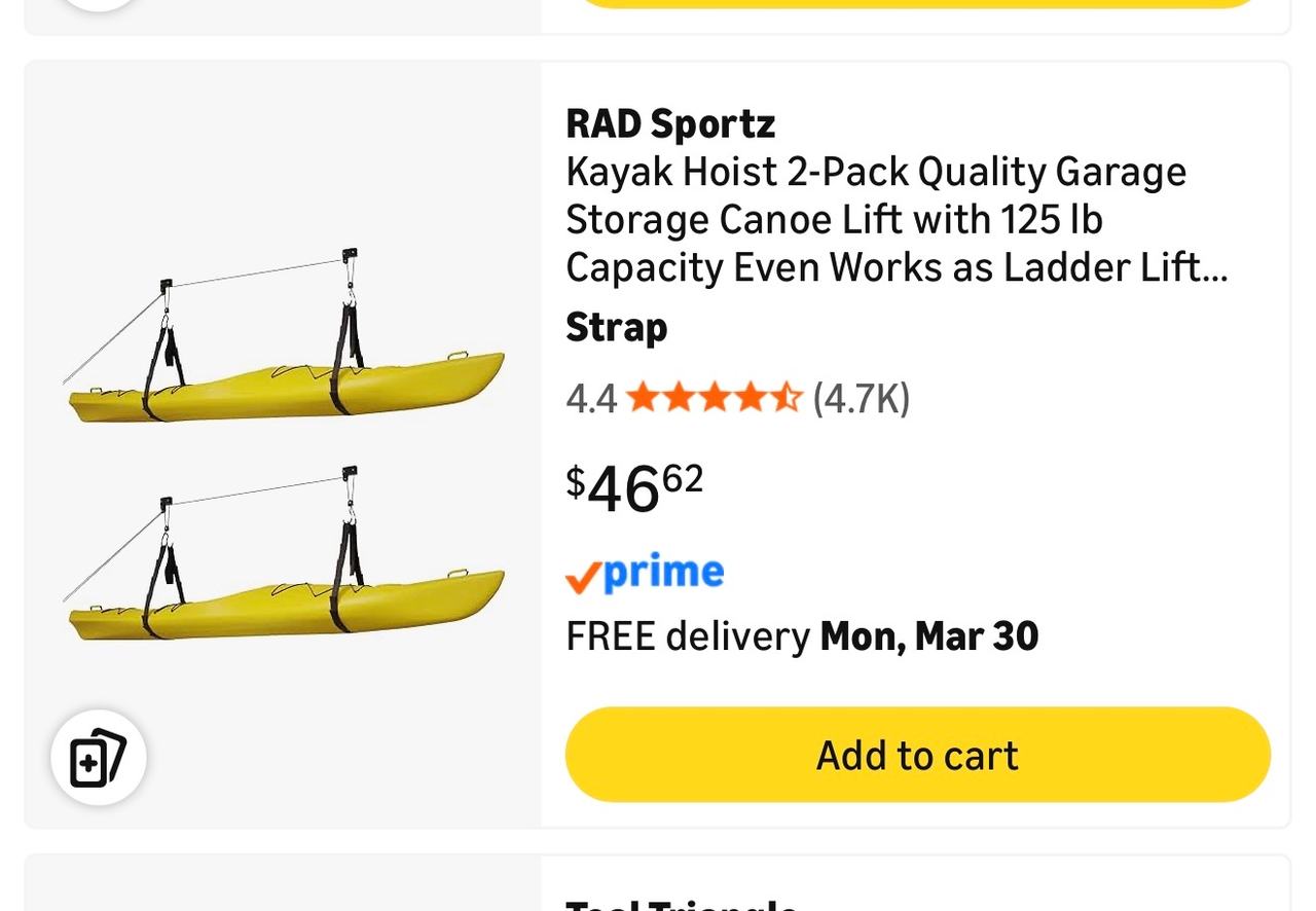 Kayak Hoist 2-Pack Garage Storage Canoe Lift