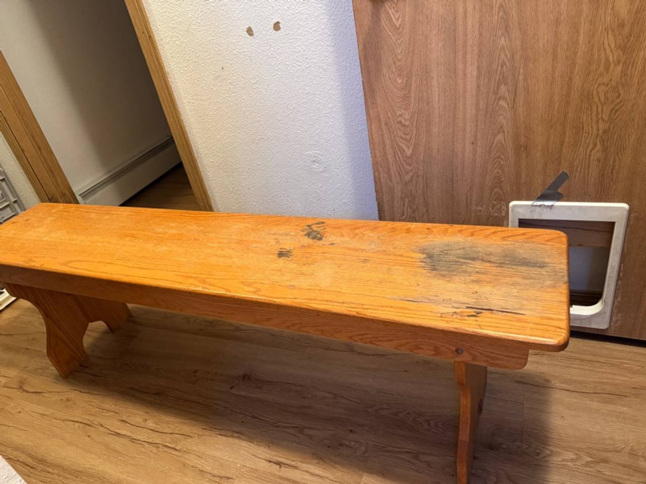 Antique Wooden Farmhouse Bench
