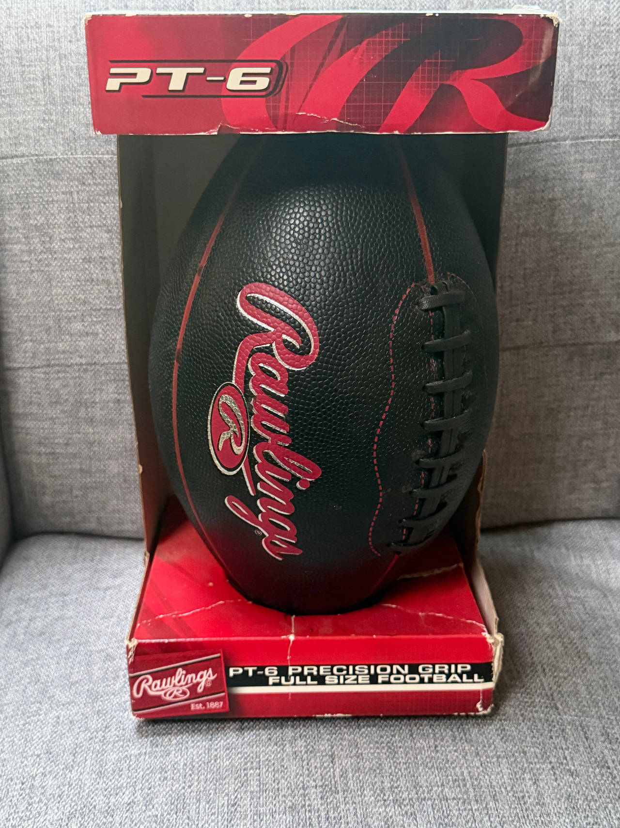 Rawlings PT-6 Precision Grip Full Size Football Black & Red