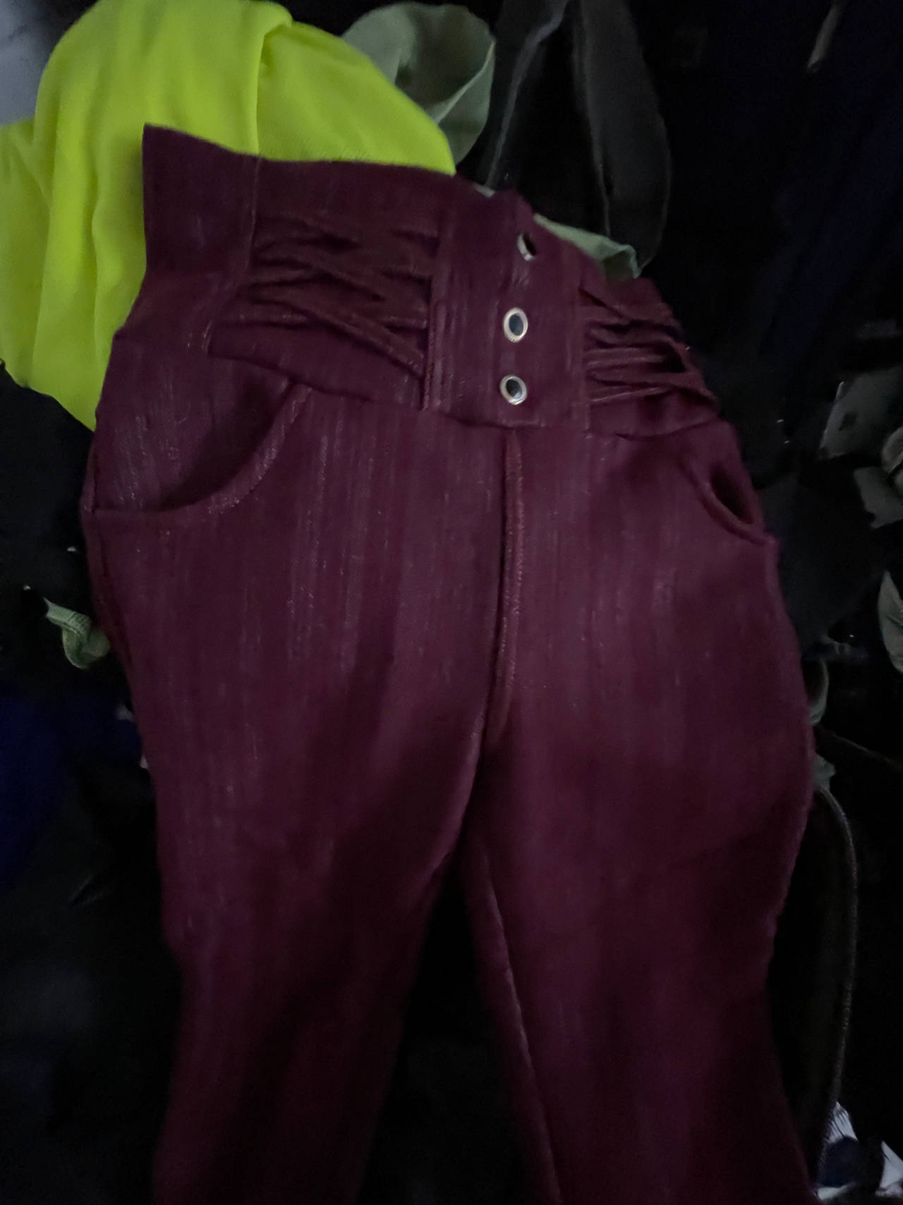High-Waisted Burgundy Pants
