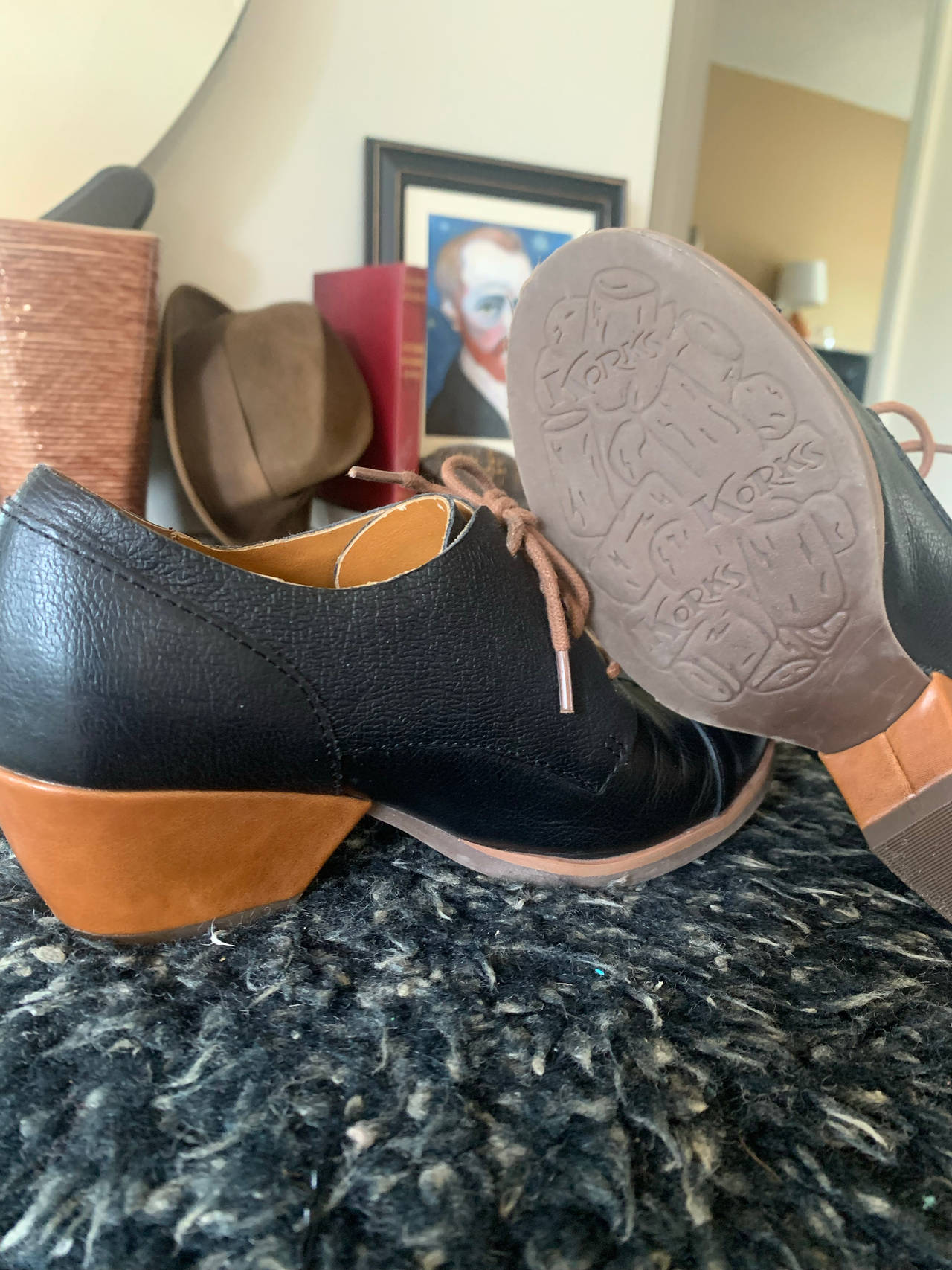 Kork-Ease Black Leather Oxford Heels