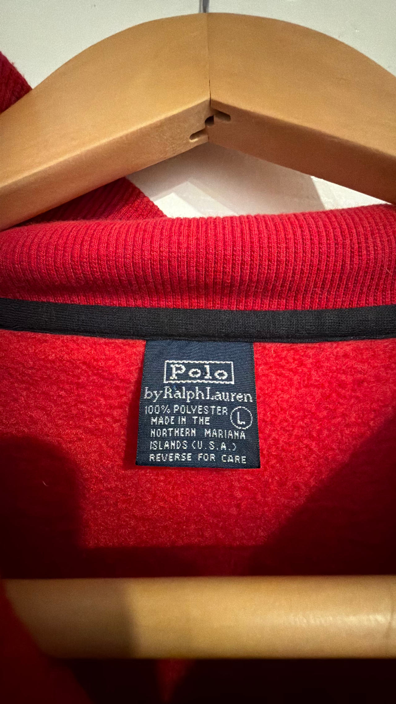 Polo Ralph Lauren Red Quarter-Zip Fleece Sweatshirt Large 