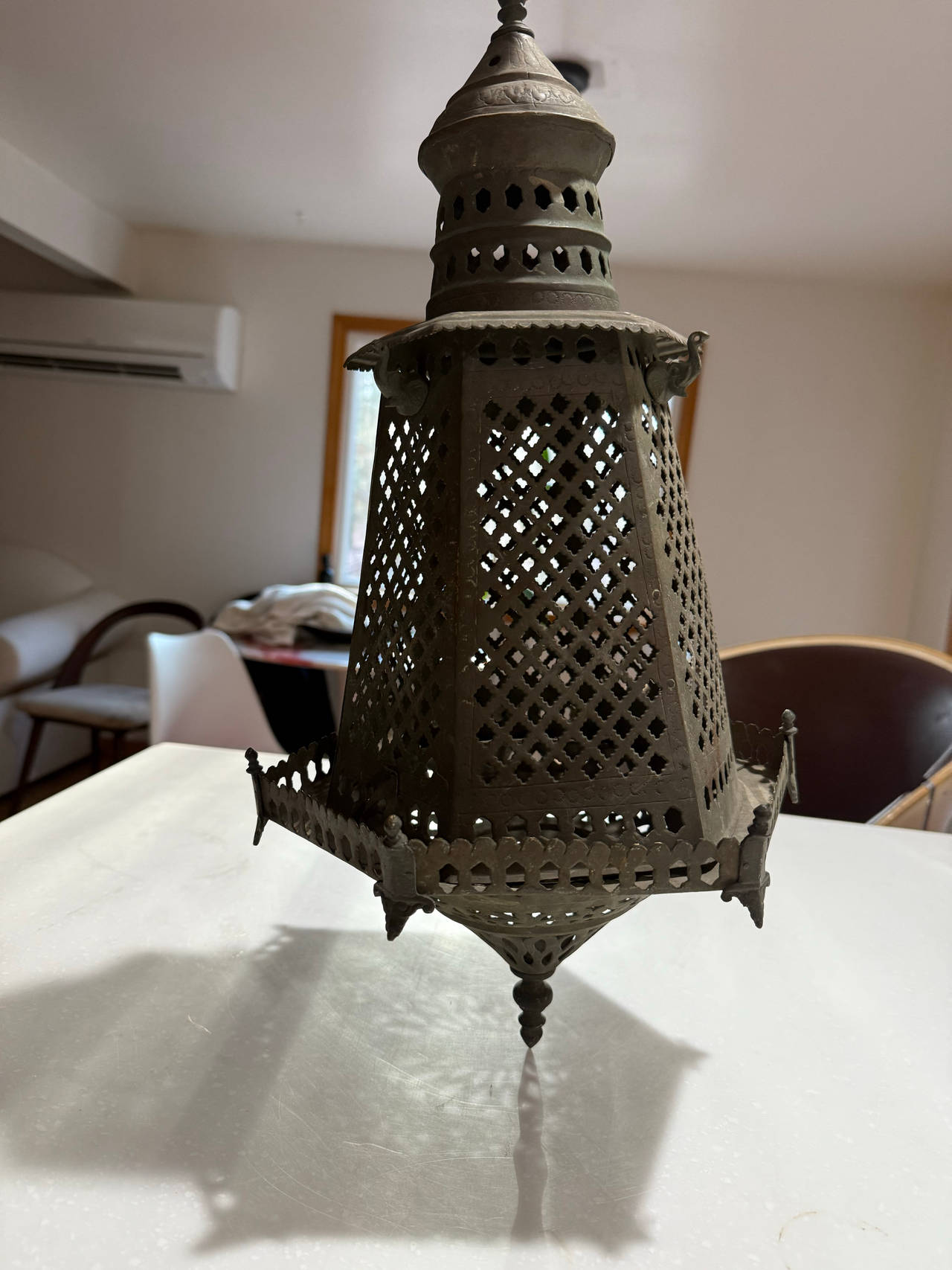Vintage Moroccan Brass Hanging Lantern