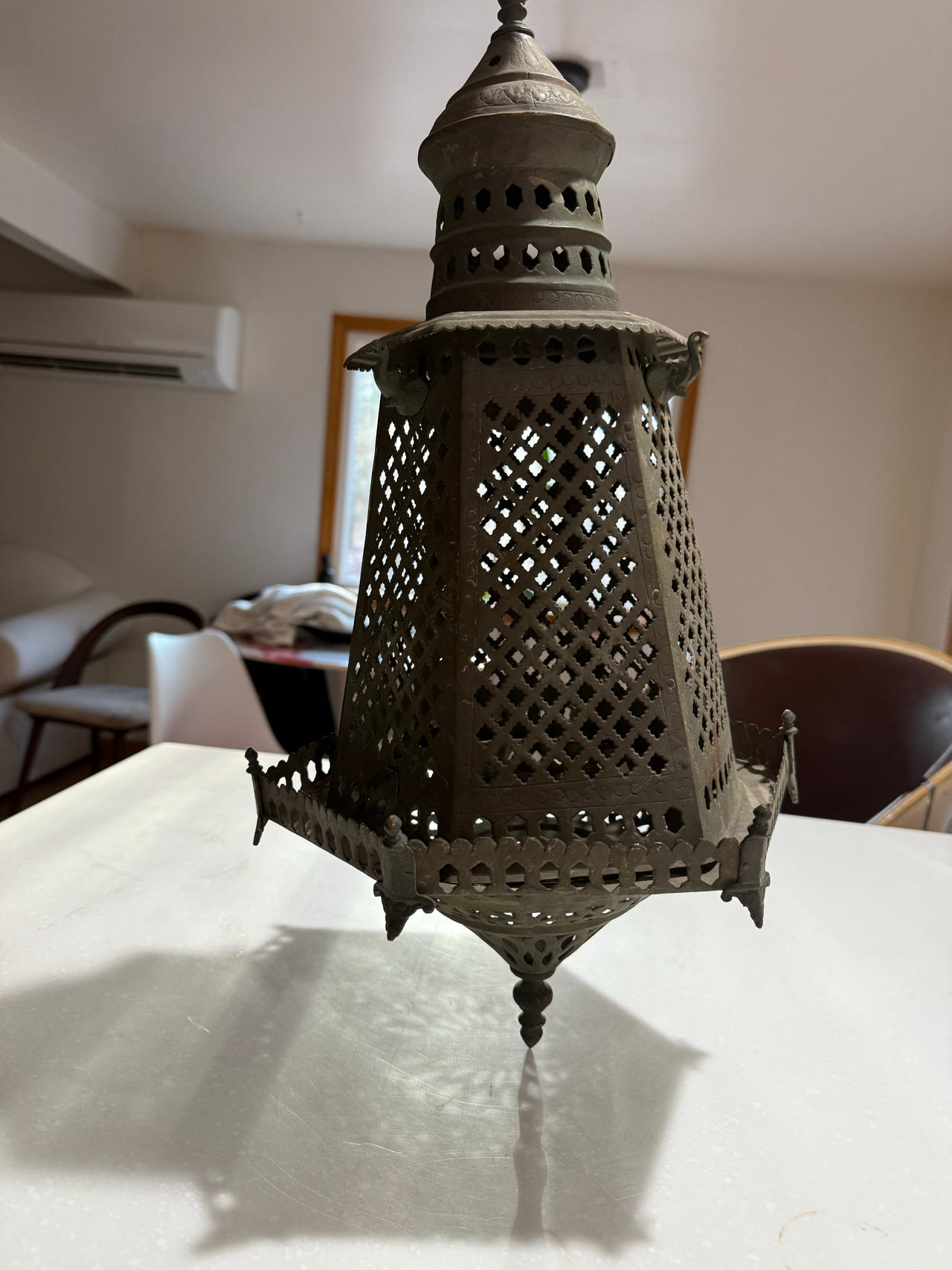 Vintage Moroccan Brass Hanging Lantern
