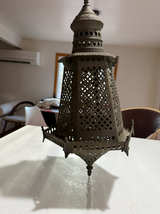 Vintage Moroccan Brass Hanging Lantern - Image 1