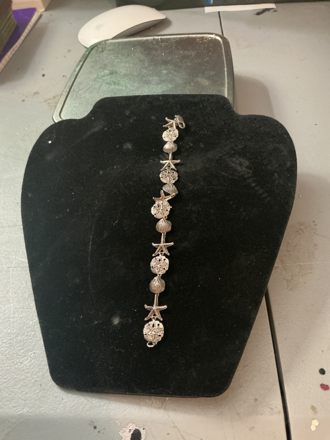 Sterling Silver Sea Shell Starfish Sand Dollar Bracelet