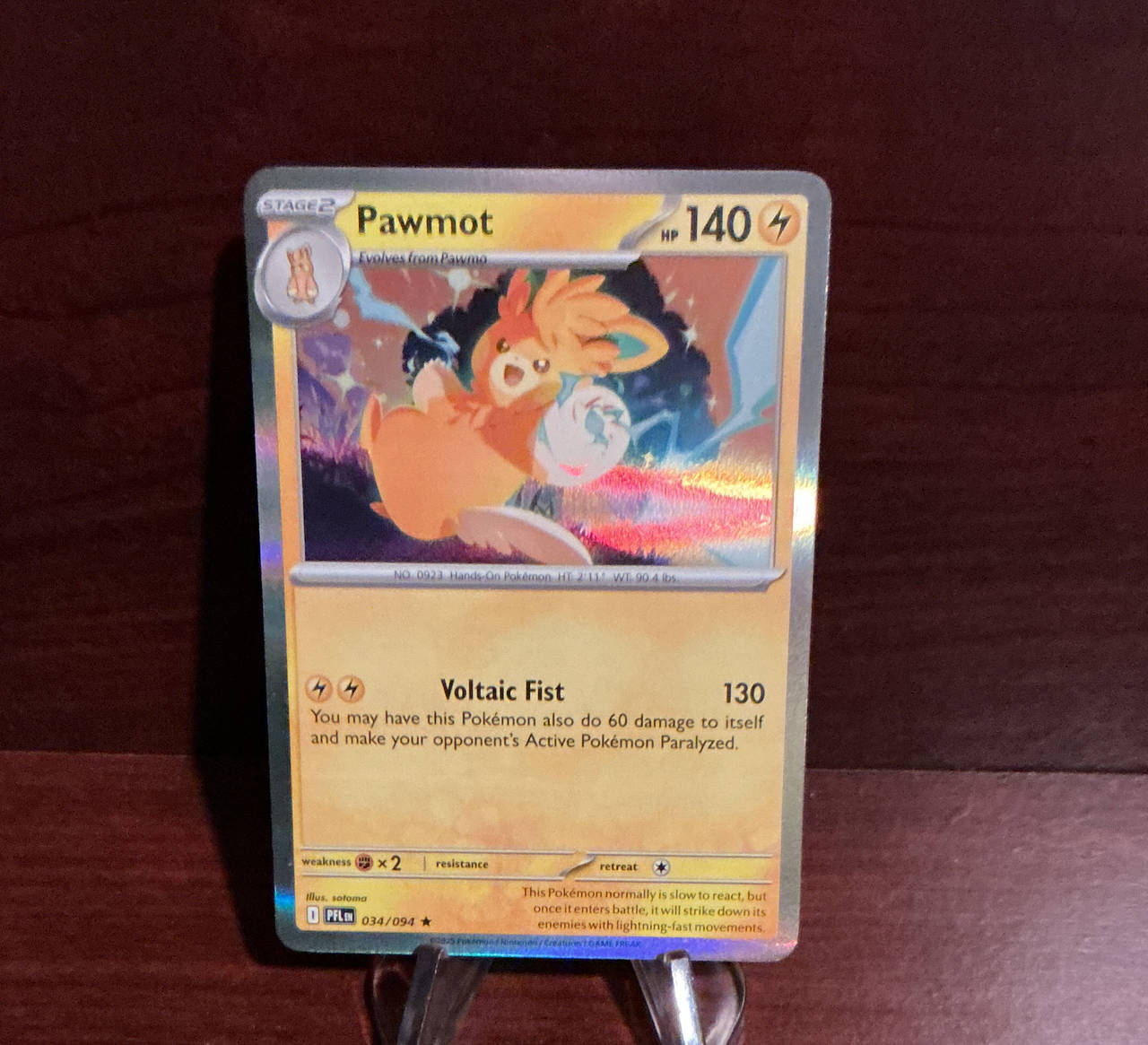 Pokémon TCG Pawmot 034/094 Paldean Fates Rare Holo