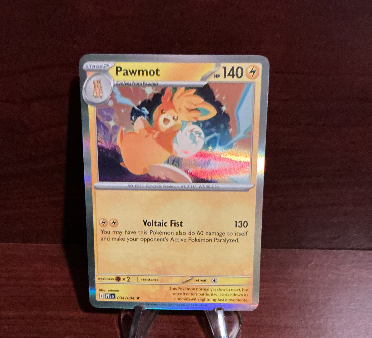 Pokémon TCG Pawmot 034/094 Paldean Fates Rare Holo