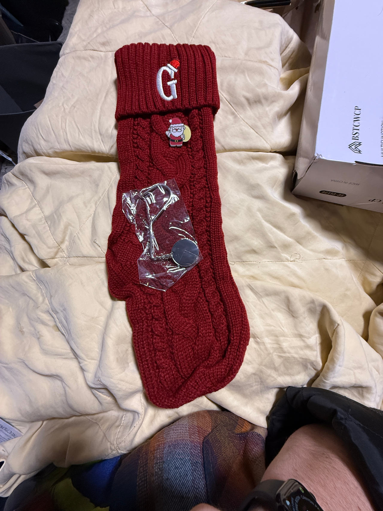 Monogram Cable Knit Christmas Stocking with Hanger