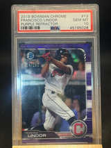 2019 Bowman Chrome Francisco Lindor Purple Refractor #13 /250 PSA 10 - Image 1