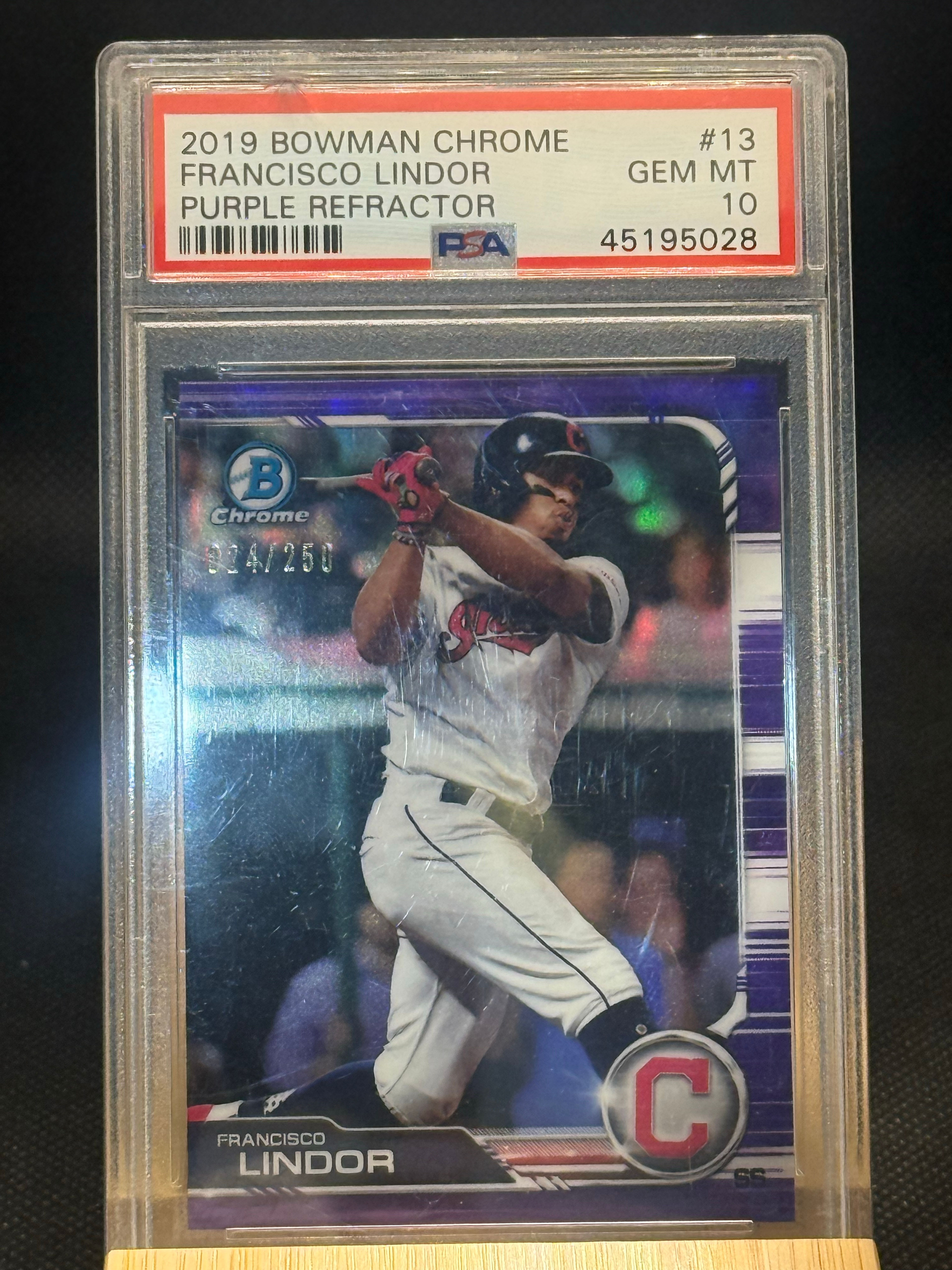 2019 Bowman Chrome Francisco Lindor Purple Refractor #13 /250 PSA 10
