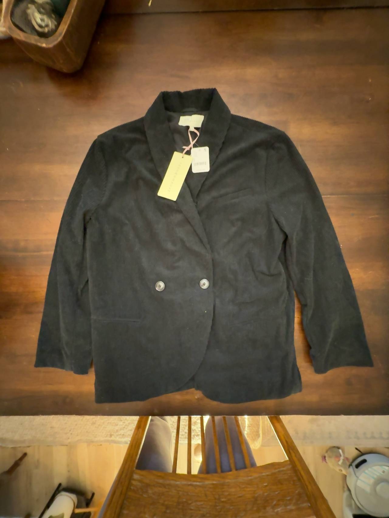 French Mauve Corduroy Double-Breasted Blazer: Small