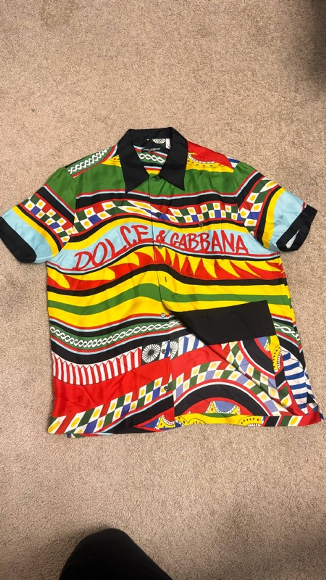 Dolce & Gabbana Carretto Print Silk Shirt Multicolour