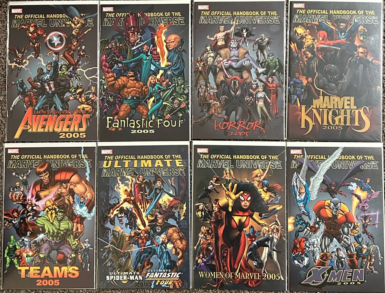 The Official Handbook of the Marvel Universe 2005 Complete Set of 8