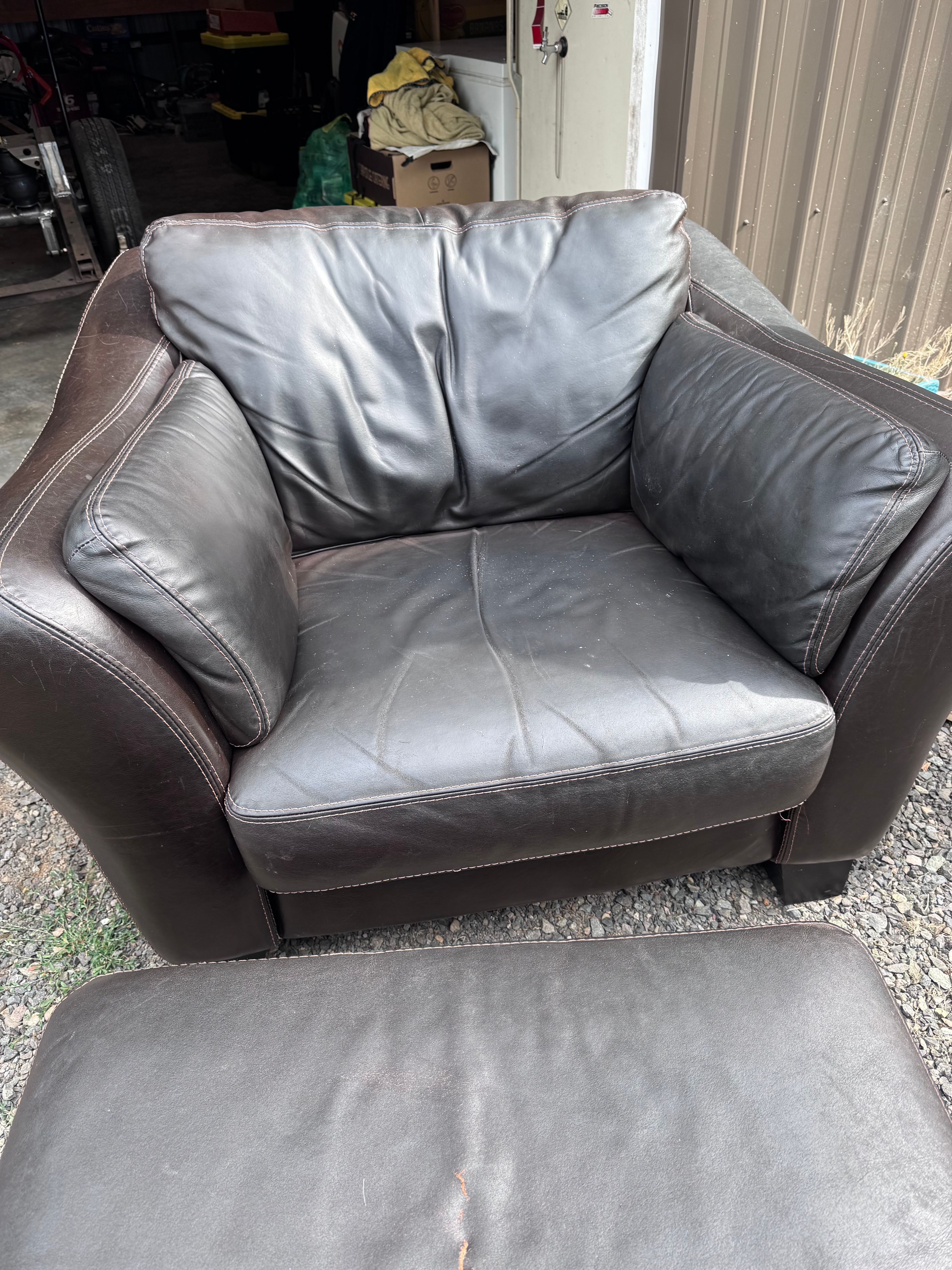 Leather Armchair and Ottoman Set - Image 2
