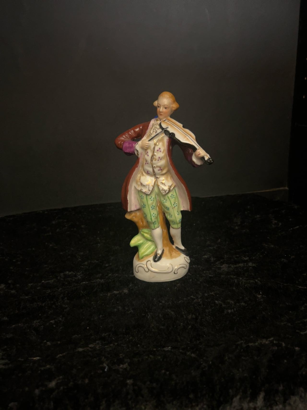 Occupied Japan Colonial Porcelain Figurine Set – Man with Violin & Woman with Accordion