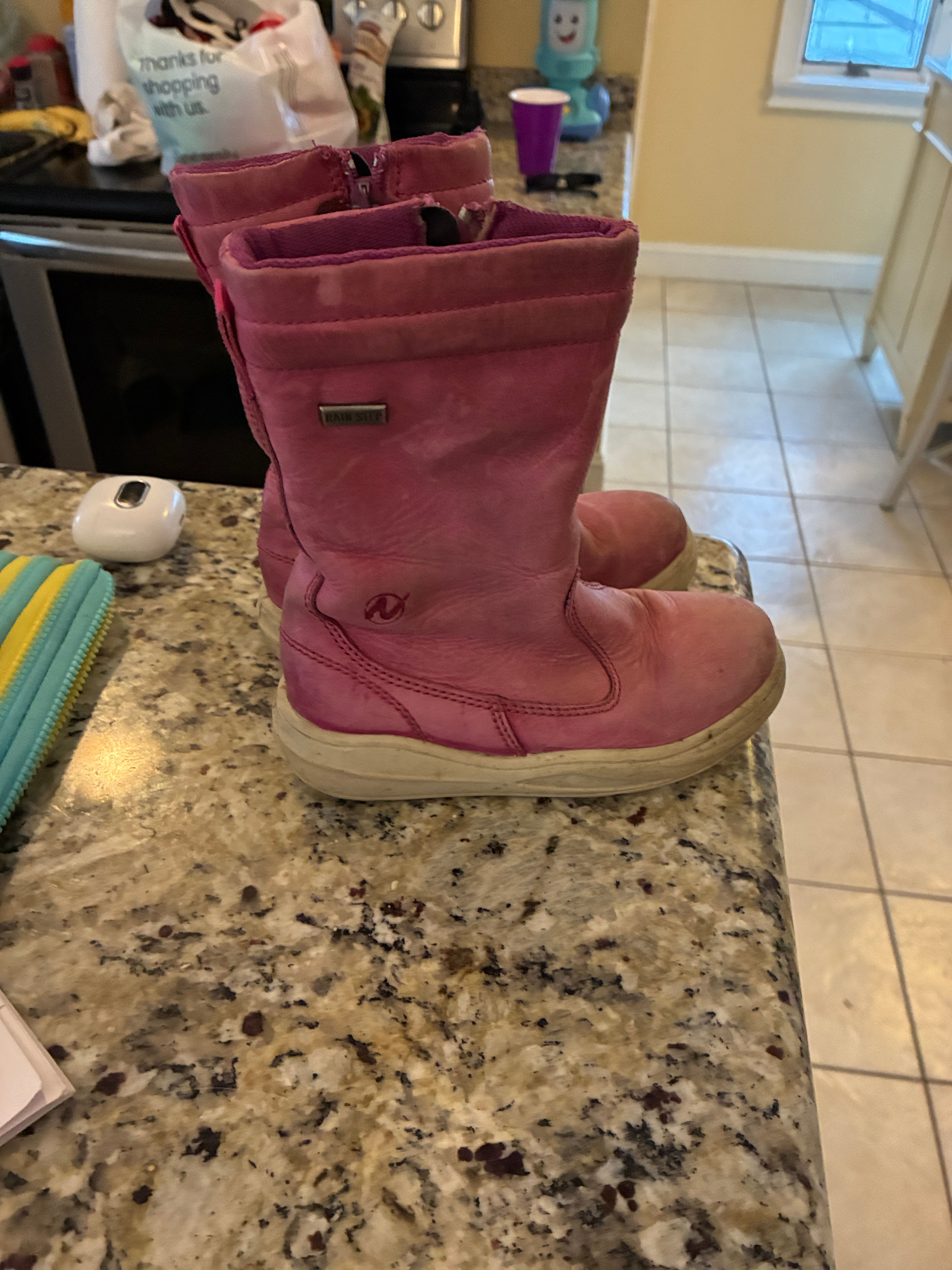 Naturino Rainstep Pink Leather Boots
