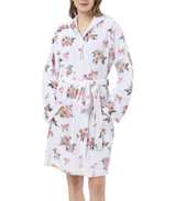 Women's Hooded Fleece Robe with Rose and Bow Print - Image 4