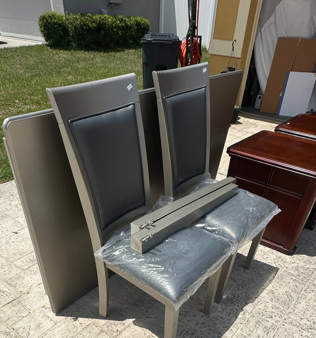 Modern Gray 3-Piece Dining Table and Chair Set