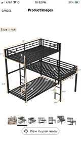 Bellemave L-Shaped Bunk Bed Twin Over Twin Over Twin, Heavy Duty Triple Bunk Bed - Image 2