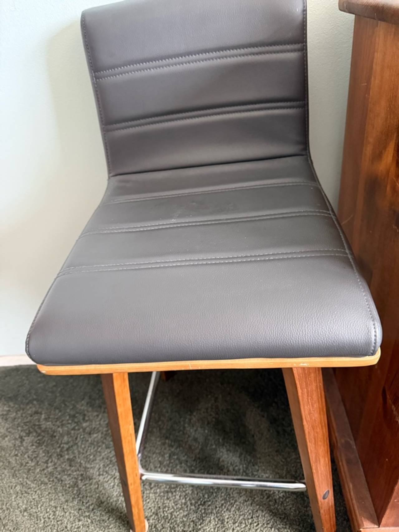 Armen Living Vienna Gray Faux Leather Swivel Bar Stool 26-inch