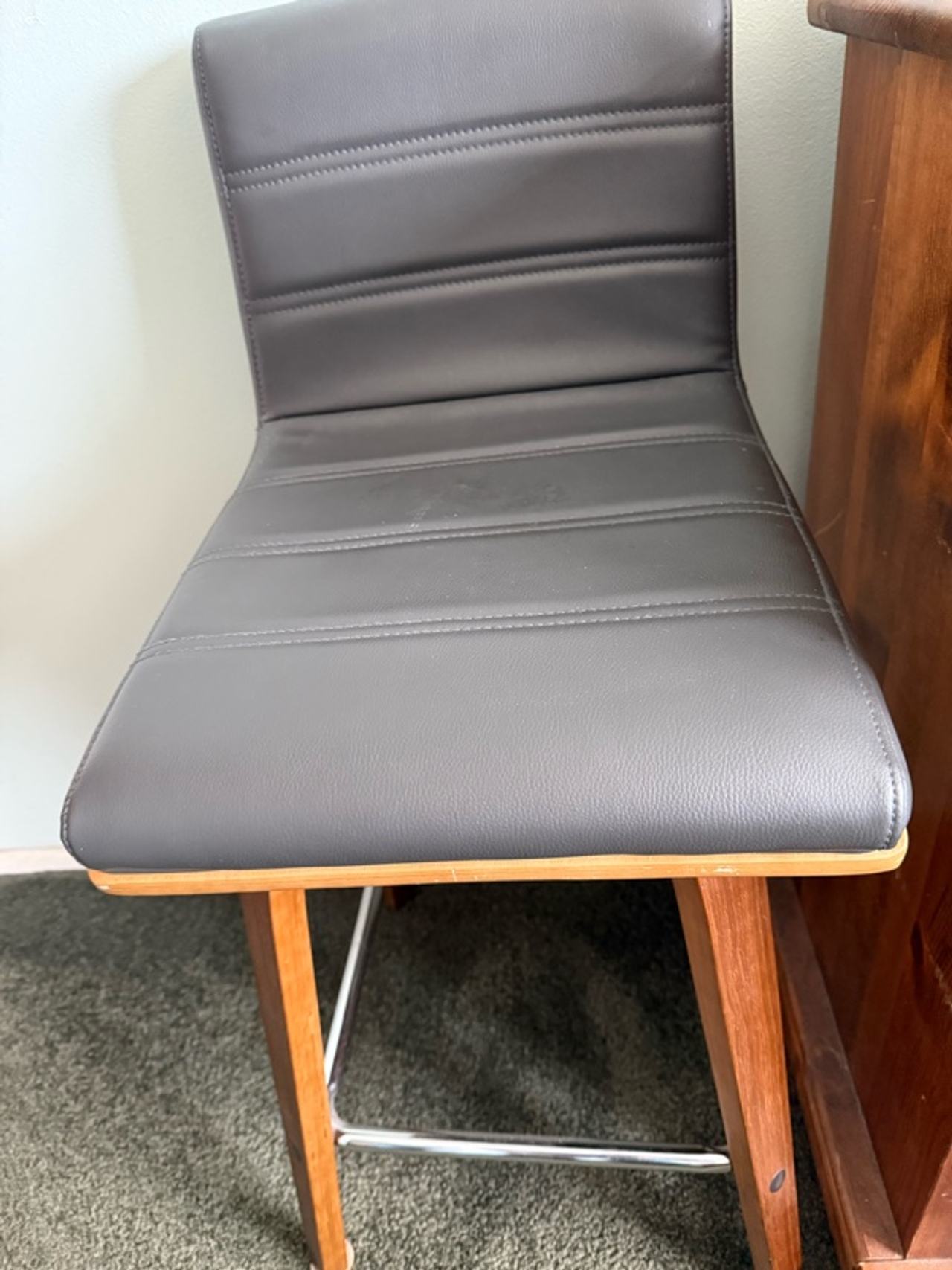 Armen Living Vienna Gray Faux Leather Swivel Bar Stool 26-inch
