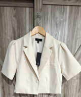 Lulus Ready for Success Cream Short Sleeve Cropped Blazer XS - Image 1
