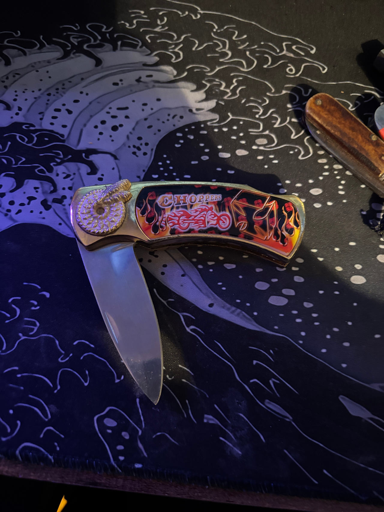 Chopper Motorcycle Themed Folding Pocket Knife