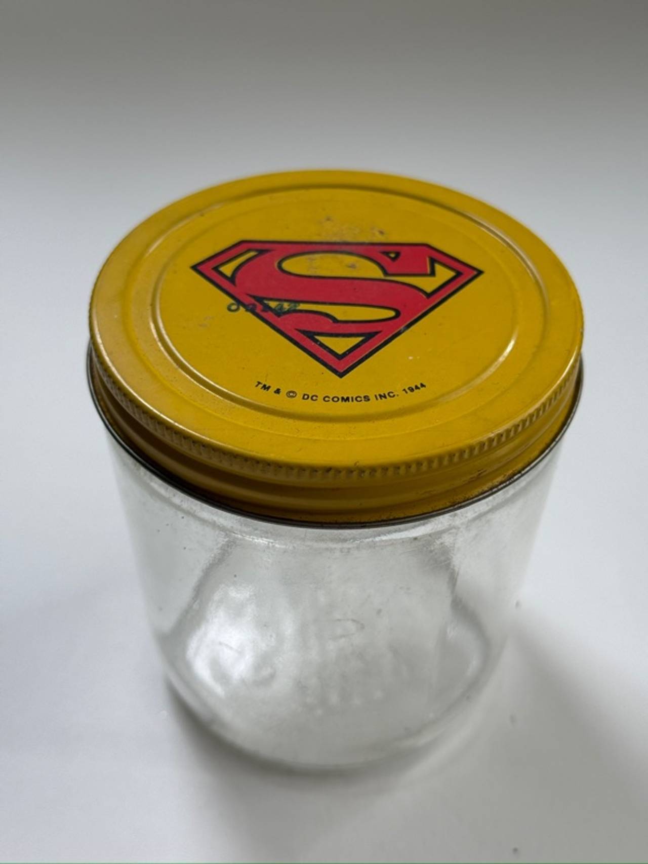 Skippy Superman Peanut Butter Glass Jar with Metal Lid