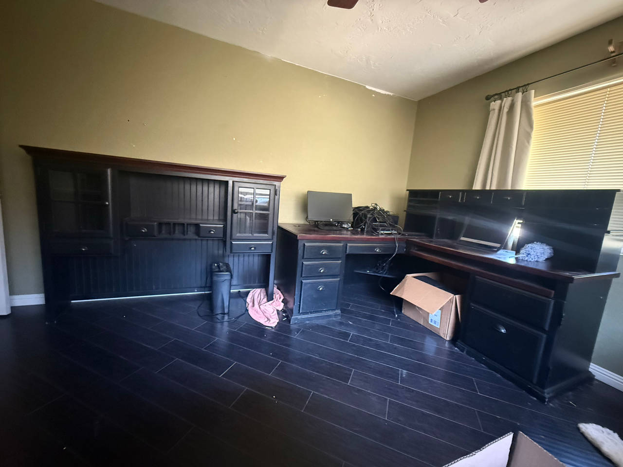 L-Shaped Executive Desk with Hutch and Side Cabinet