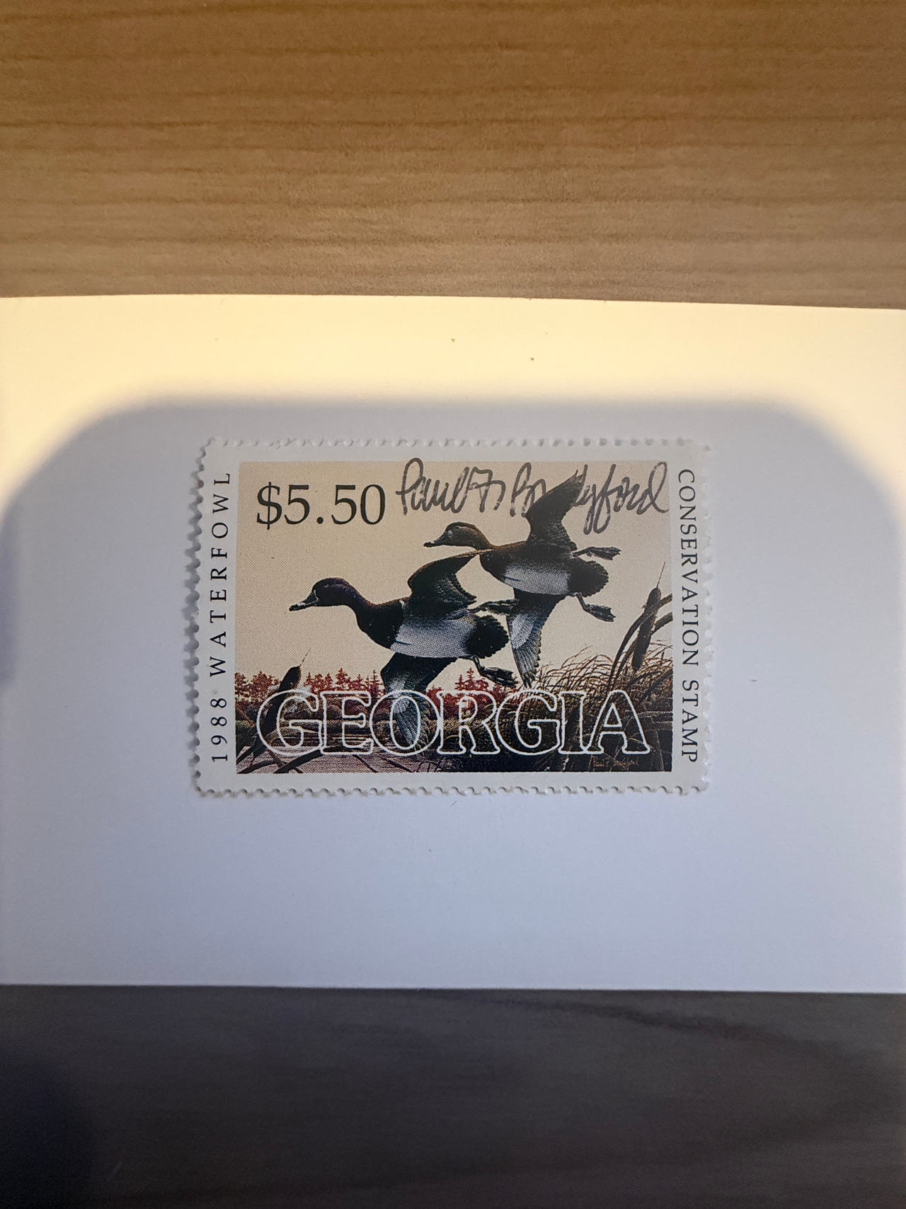 1988 Georgia Waterfowl Conservation Stamp $5.50 Paul Bridgeford signed CV$25