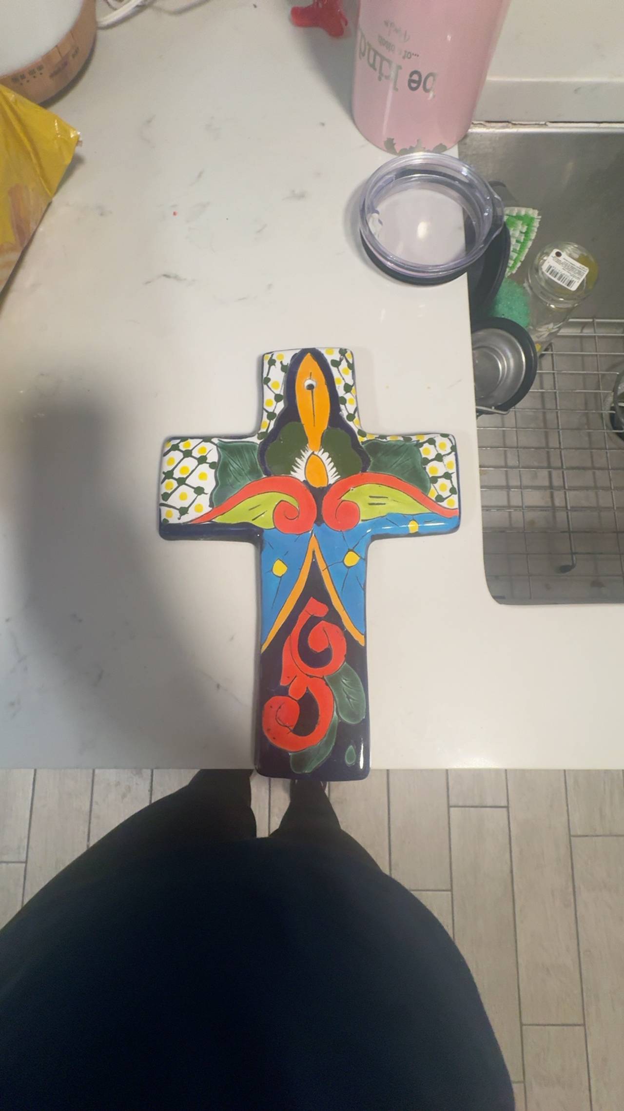 Mexican Talavera Pottery Wall Cross