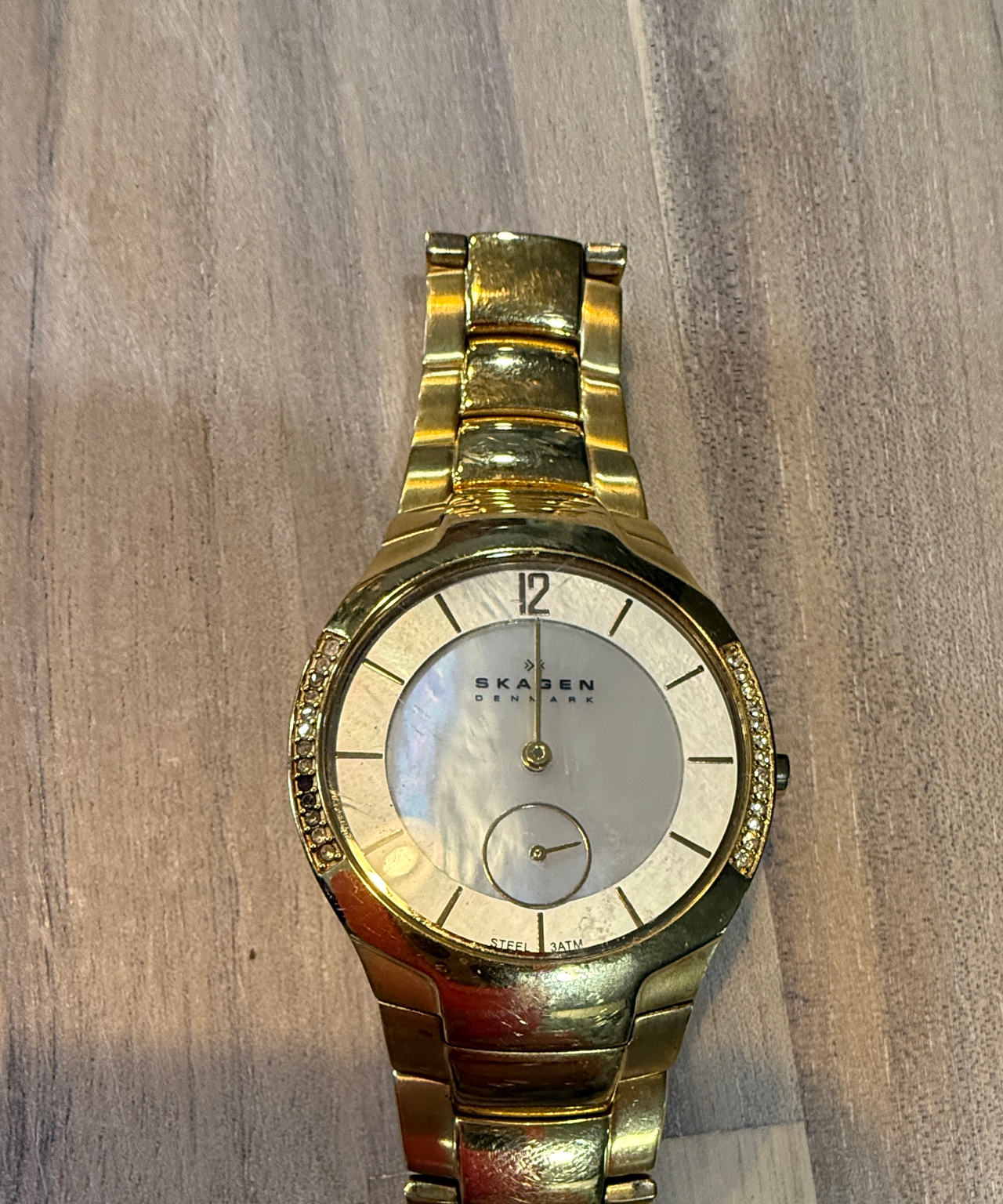 Skagen Denmark Gold-Tone Mother of Pearl Watch