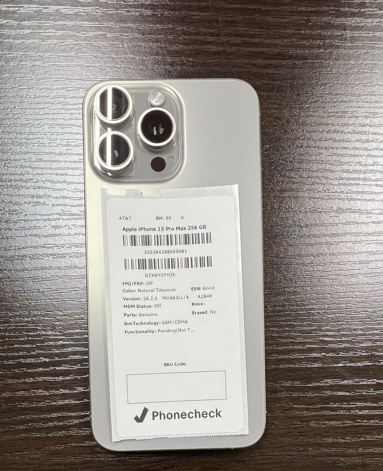 Apple iPhone 15 Pro Max 256GB Natural Titanium-AT&T LOCKED