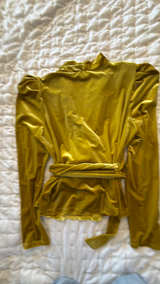 LPA Drapey Velvet Wrap Top Vintage Gold: L - Image 4