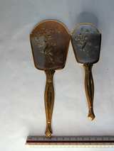 Vintage Matson Style Gold Tone Mirror and Brush Vanity Set - Image 1
