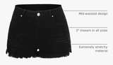 THUNDER STAR Women Mid Rise Ripped Stretchy Jeans Shorts Frayed Raw Hem Casual - Image 3