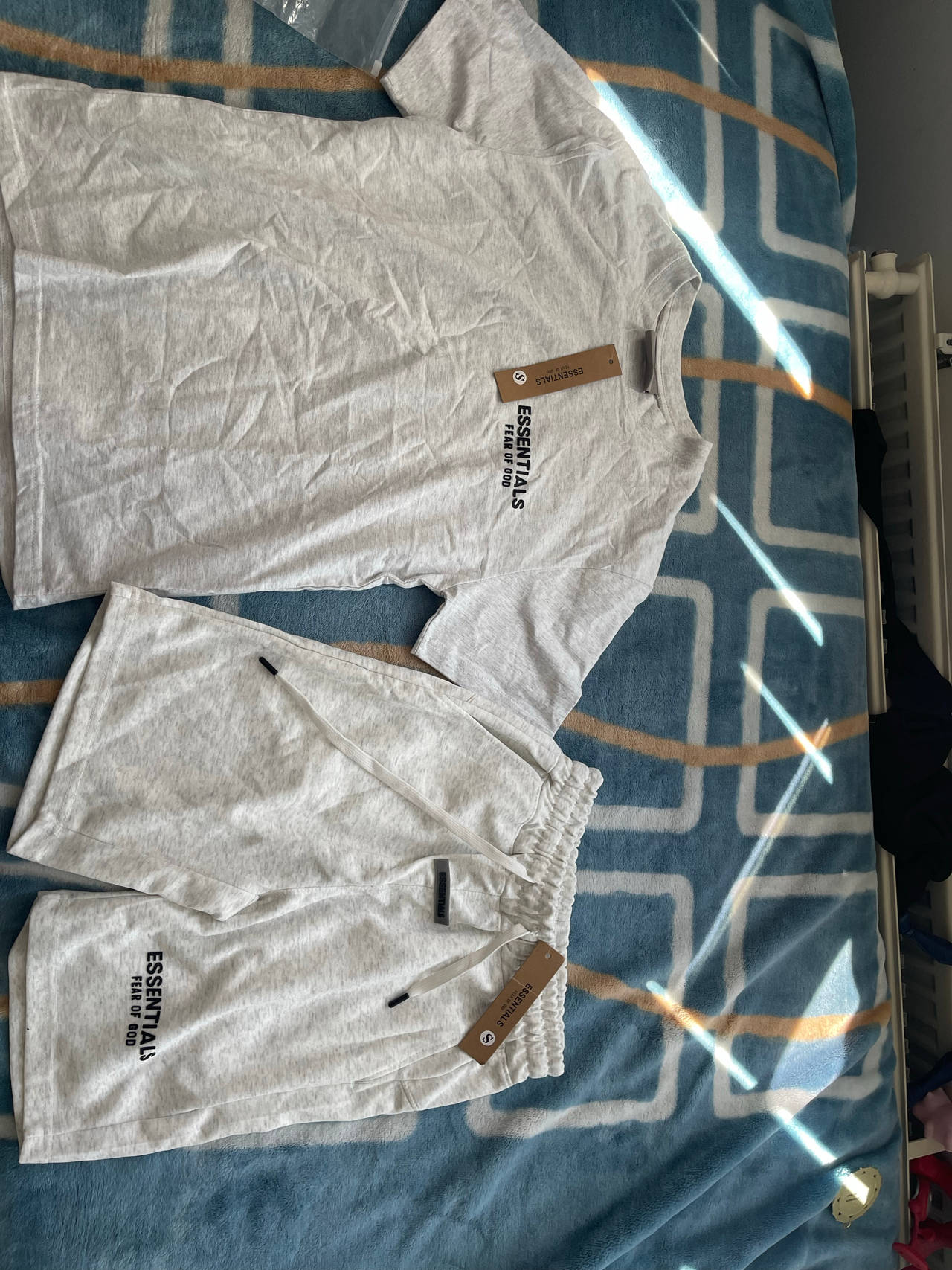 Fear of God Essentials T-Shirt and Shorts Set Light Heather Oatmeal