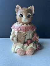 RARE LATE 70'S “EMILY THE CAT IN DRESS” CERAMIC COOKIE JAR W/GLASS EYES - Image 1