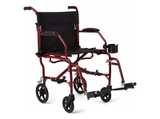 Medline UltraLight Transport Wheelchair Red Frame - Image 1