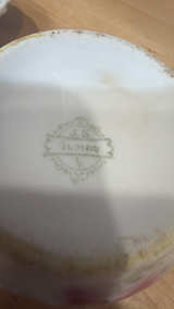 Vintage JSV Getmany Porcelain Hair Receiver with Rose Pattern - Image 4