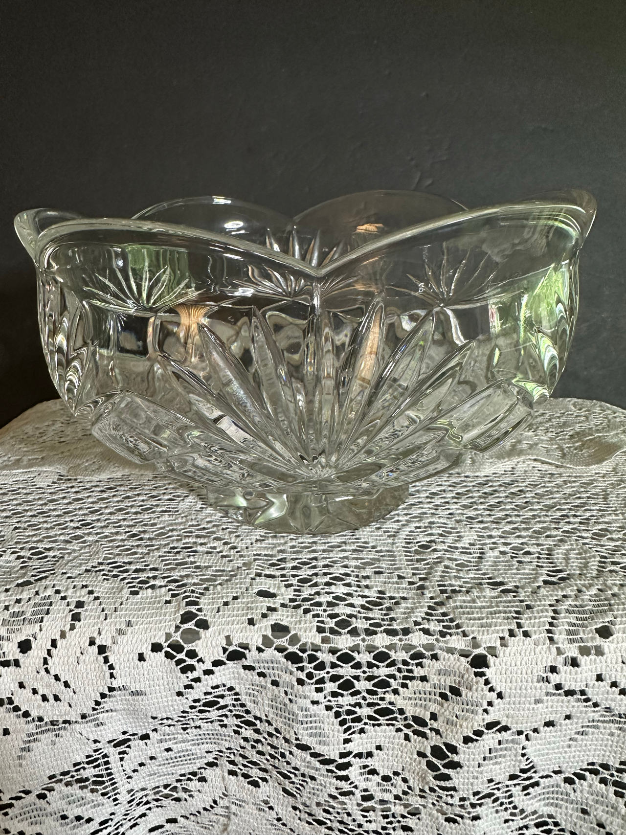 Vintage Noritake Hampton Hall Footed Crystal Bowl 9” Sparkling Crystal