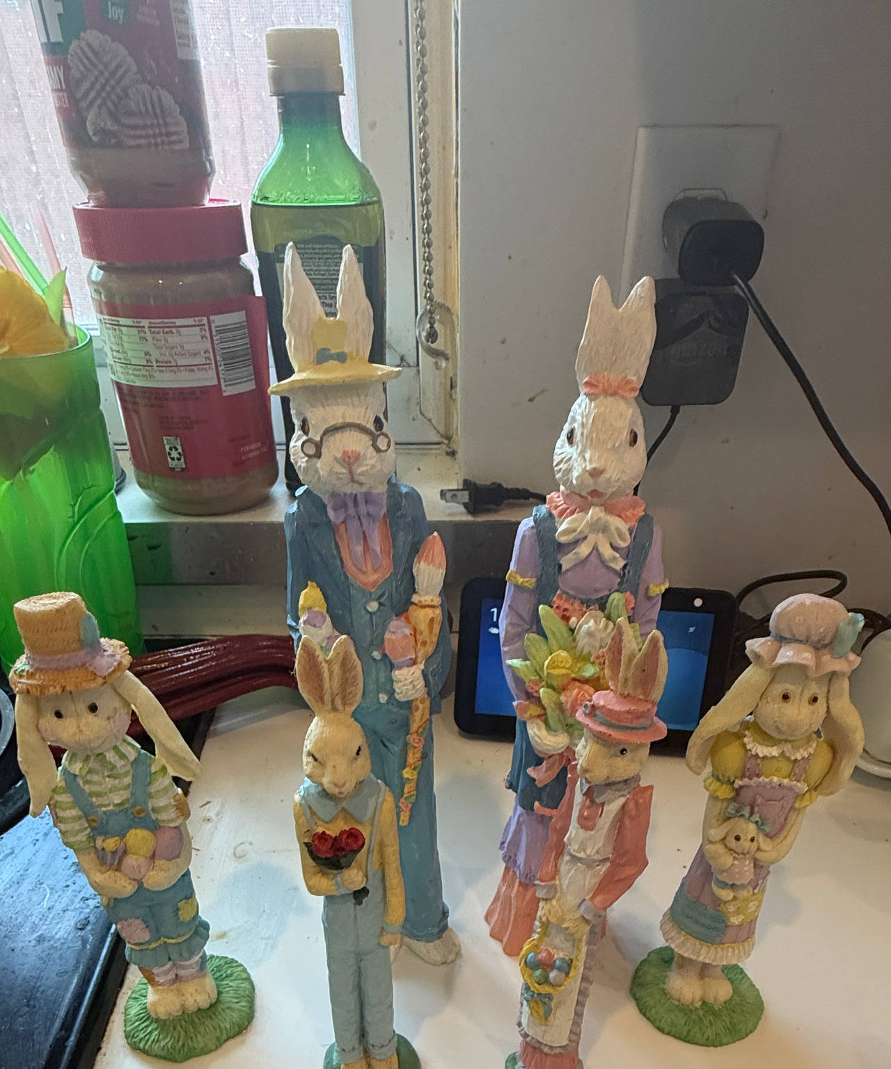 Vintage Style Resin Easter Bunny Family Figurines