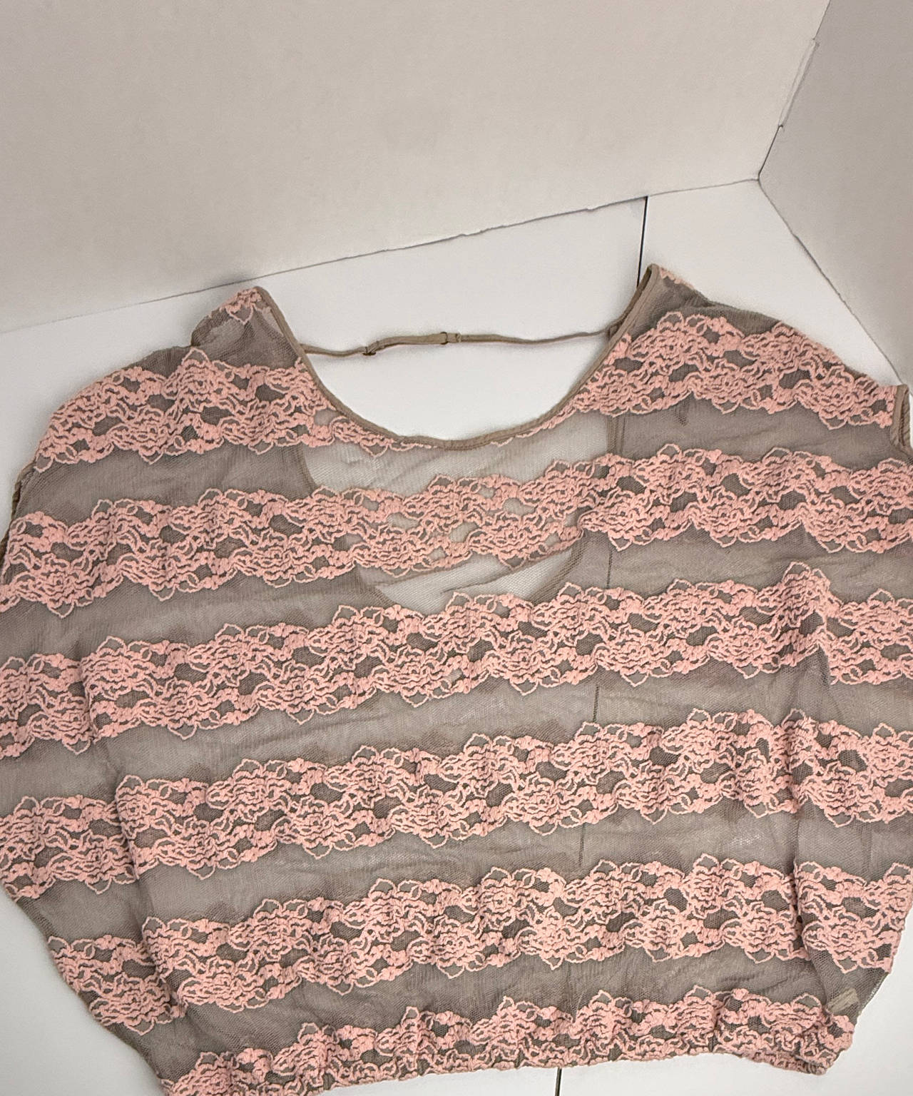 Free People Sheer Mesh Lace Stripe Dolman Top XS