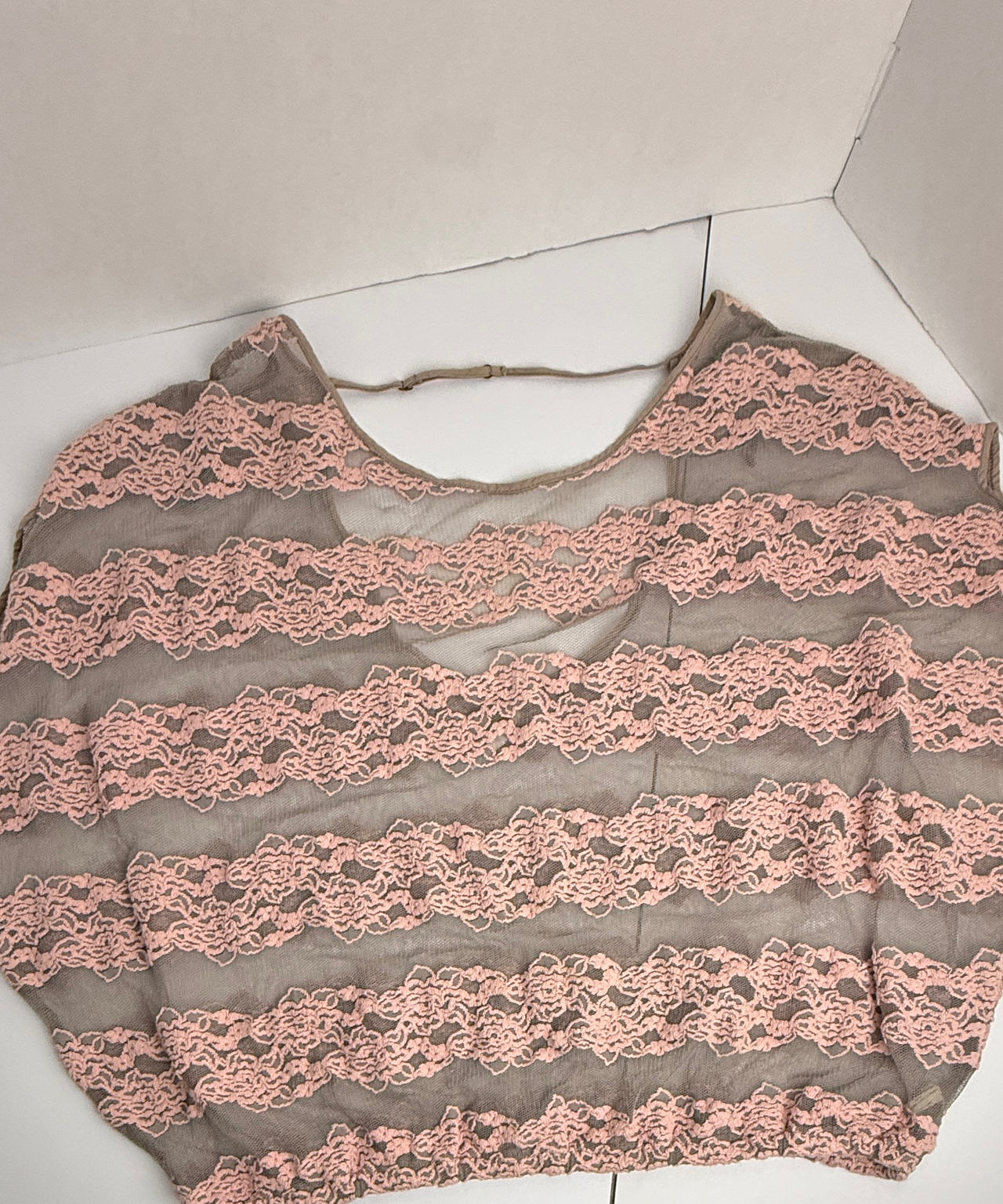 Free People Sheer Mesh Lace Stripe Dolman Top XS