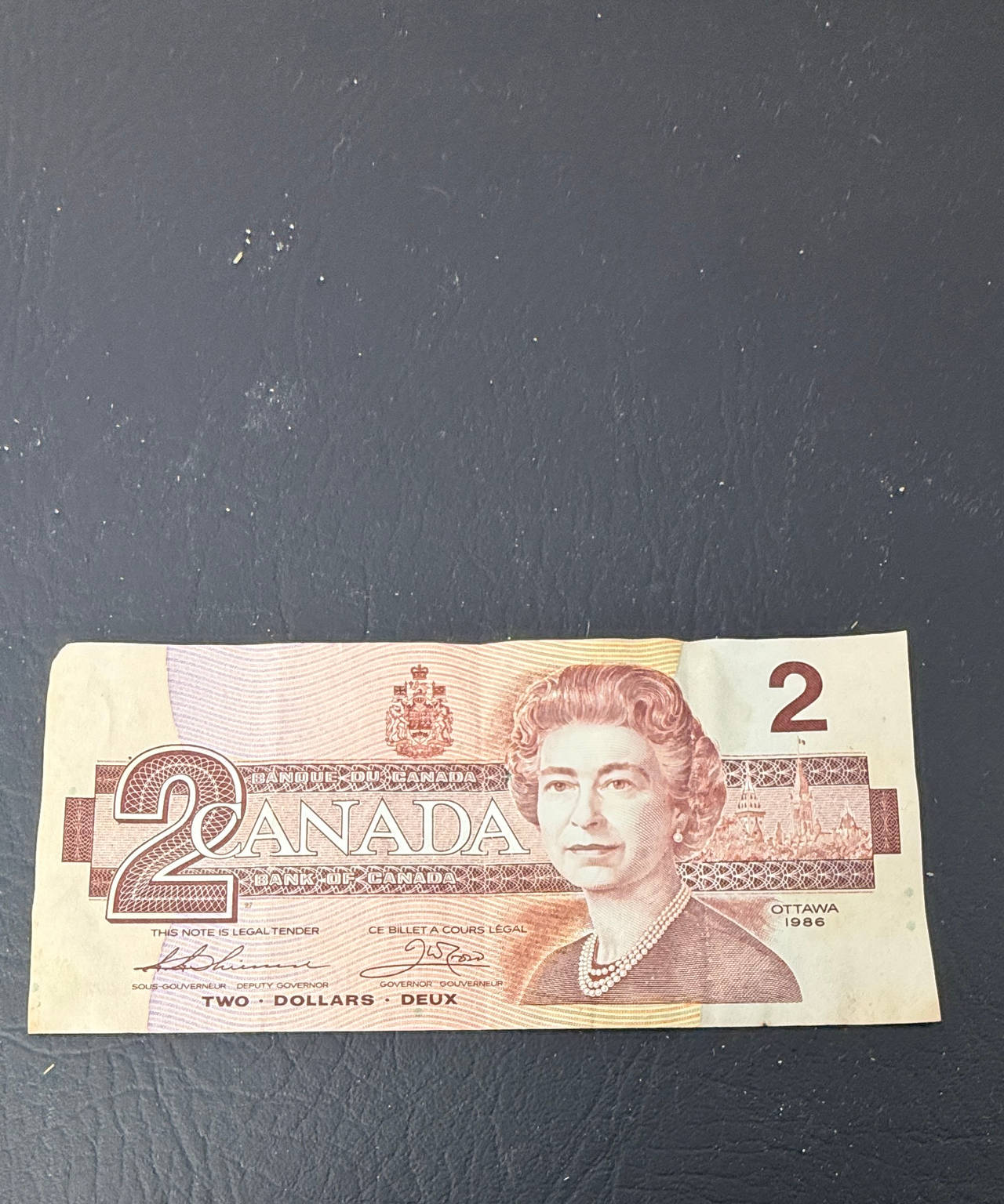 1986 Bank of Canada 2 Dollar Banknote