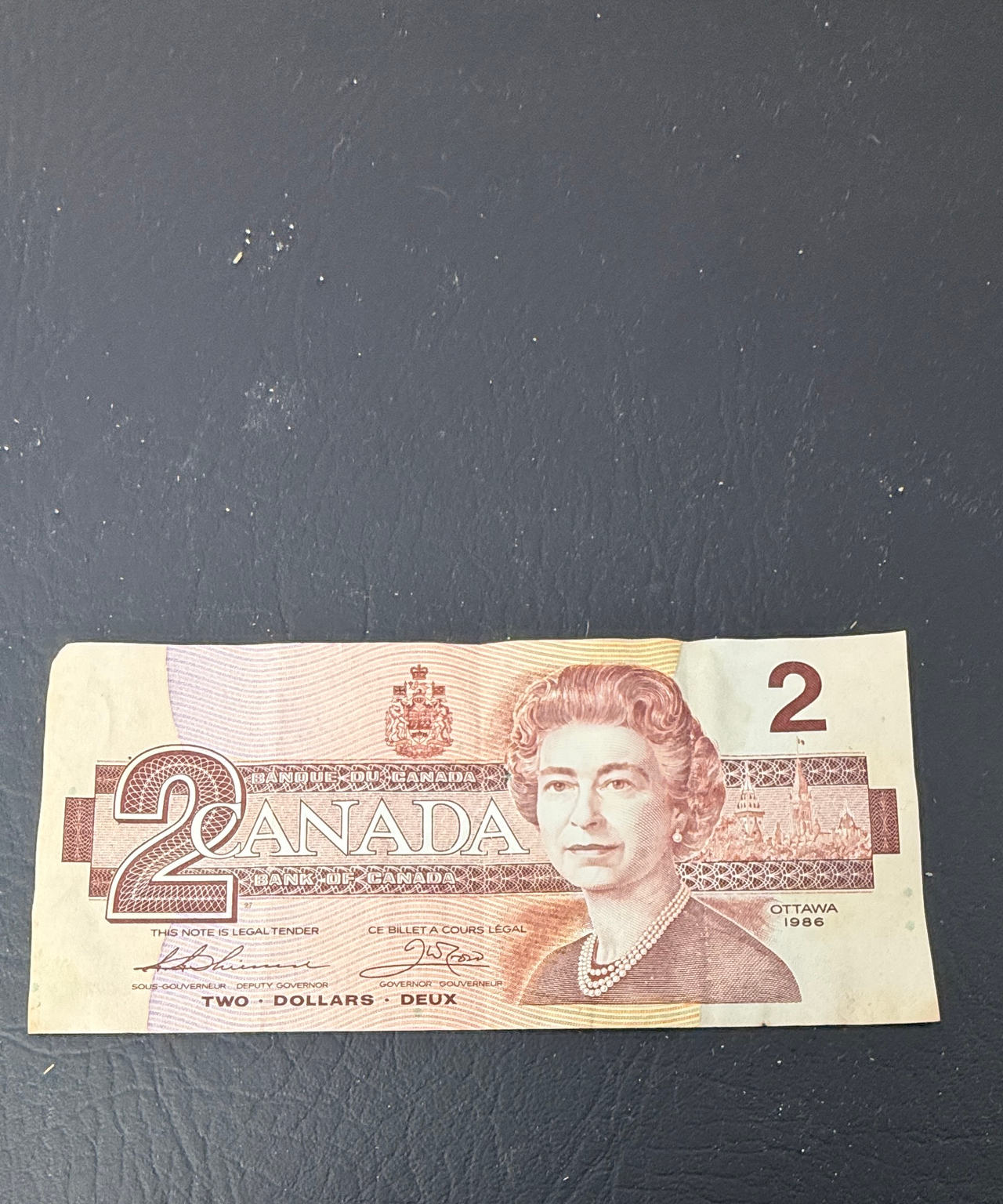 1986 Bank of Canada 2 Dollar Banknote