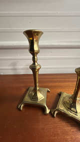Antique Brass Candlestick Pair made in England - Image 2