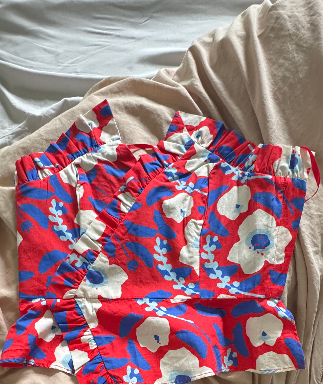Anthropologie Floral Ruffle Wrap Top
