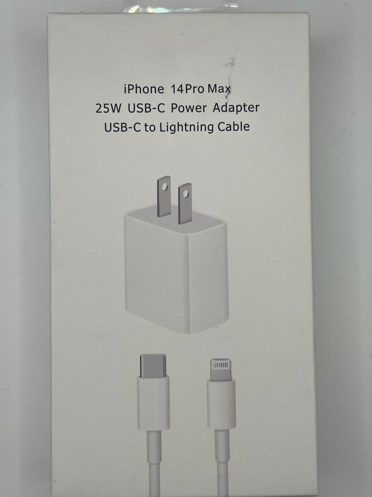 iPhone 14 Pro Max 25W USB-C Power Adapter with USB-C to Lightning Cable